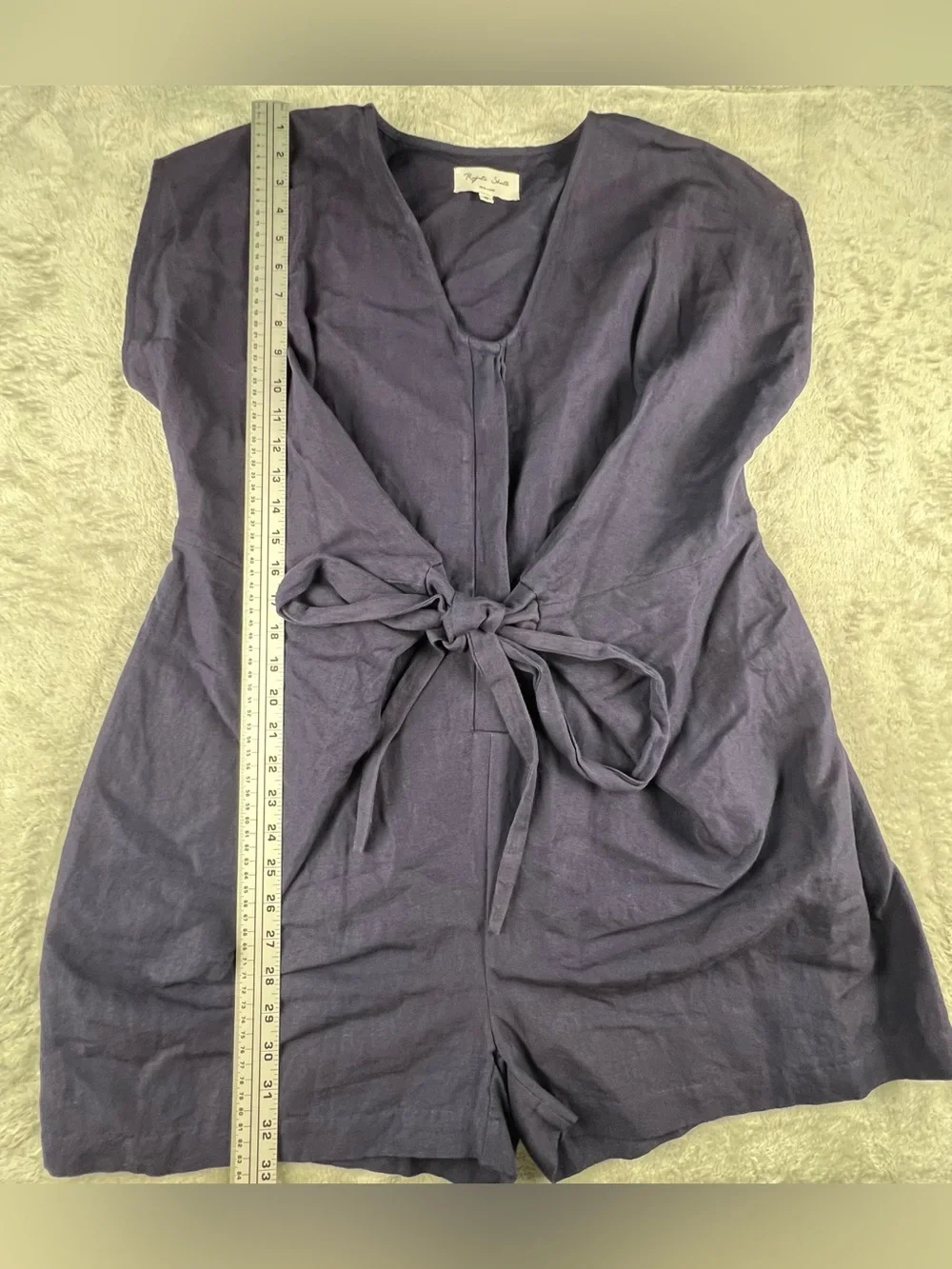 Rujuta Sheth Linen Blend Romper Anthropologie Shorts One Piece Button Small Navy